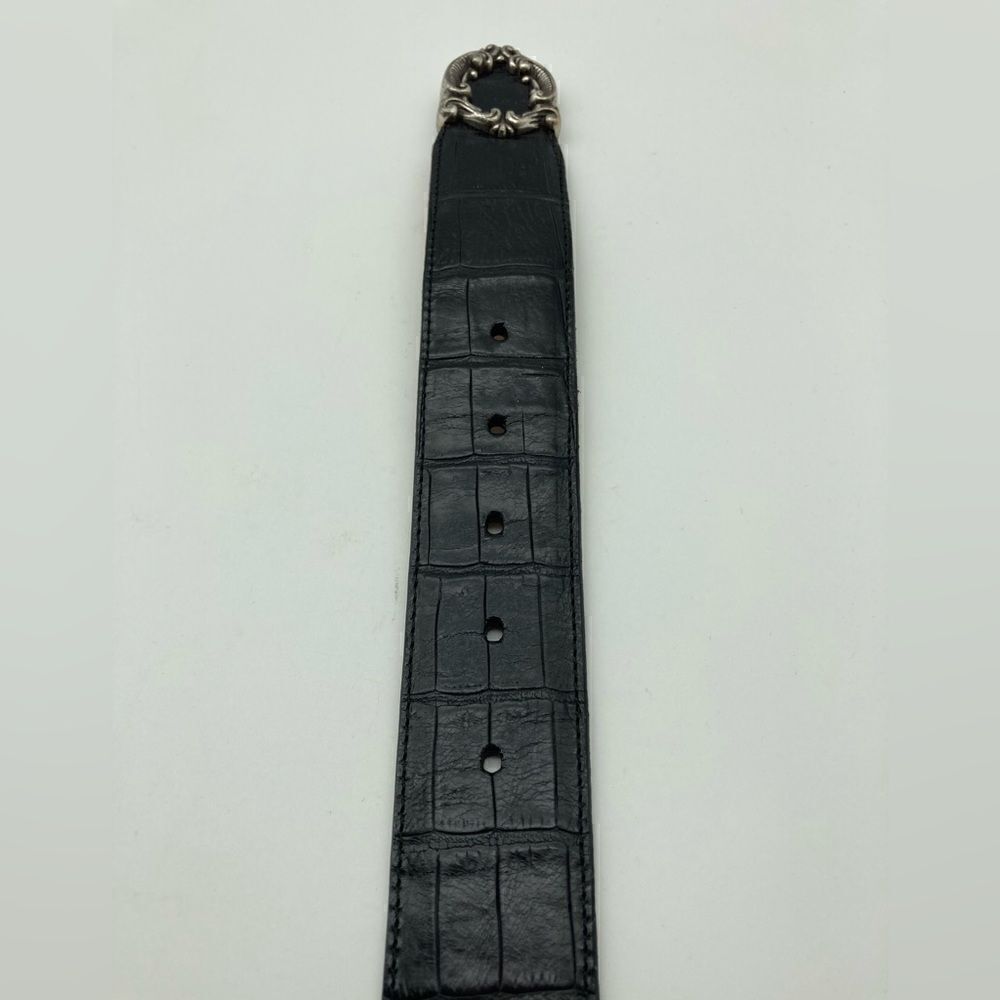 Brighton 1993 Vintage Silver Details Size M 43003 Black Leather Belt - Picture 11 of 12